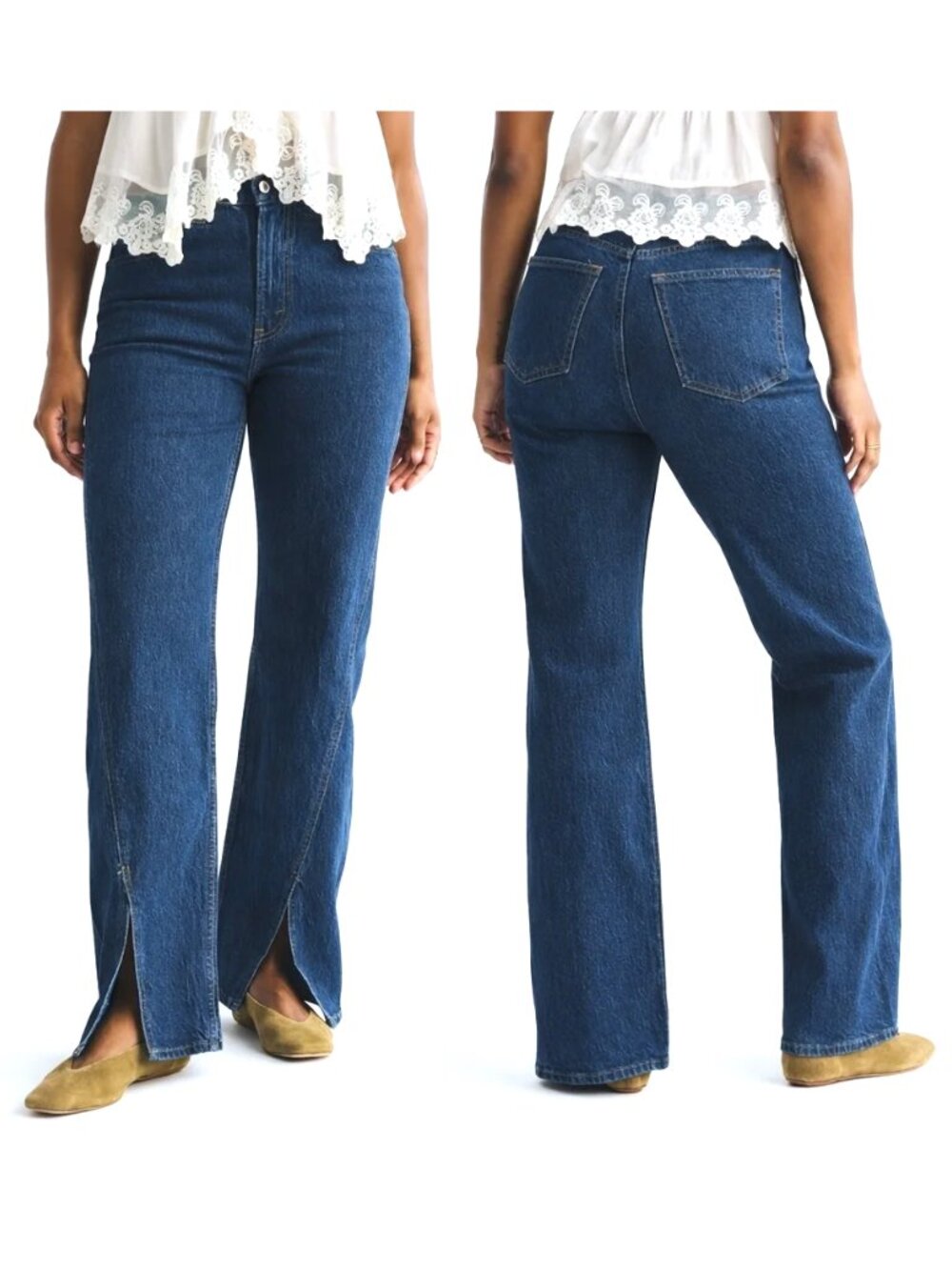 NWOT Abercrombie & Fitch Women's High Rise 90s Relaxed Jean Split Hem S 28 SHORT
